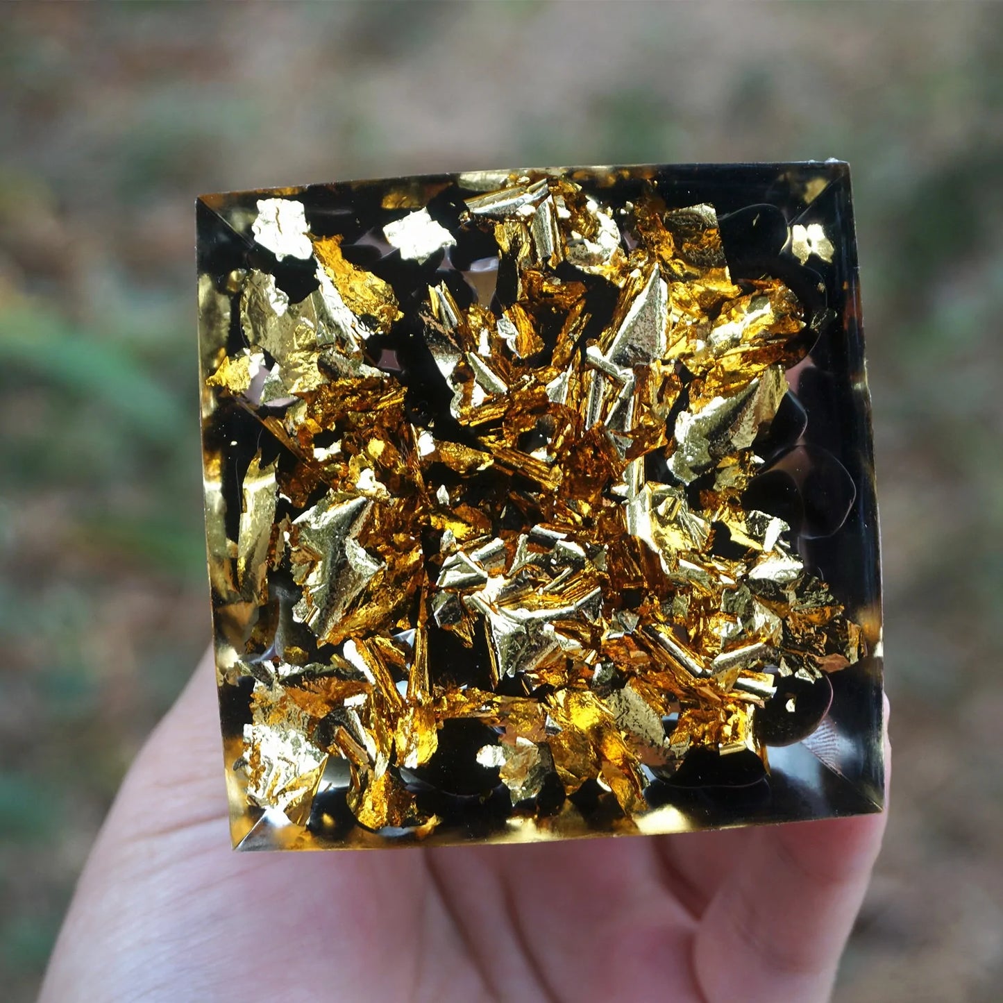 Handmade Tiger Eye & Obsidian Orgonite Pyramid