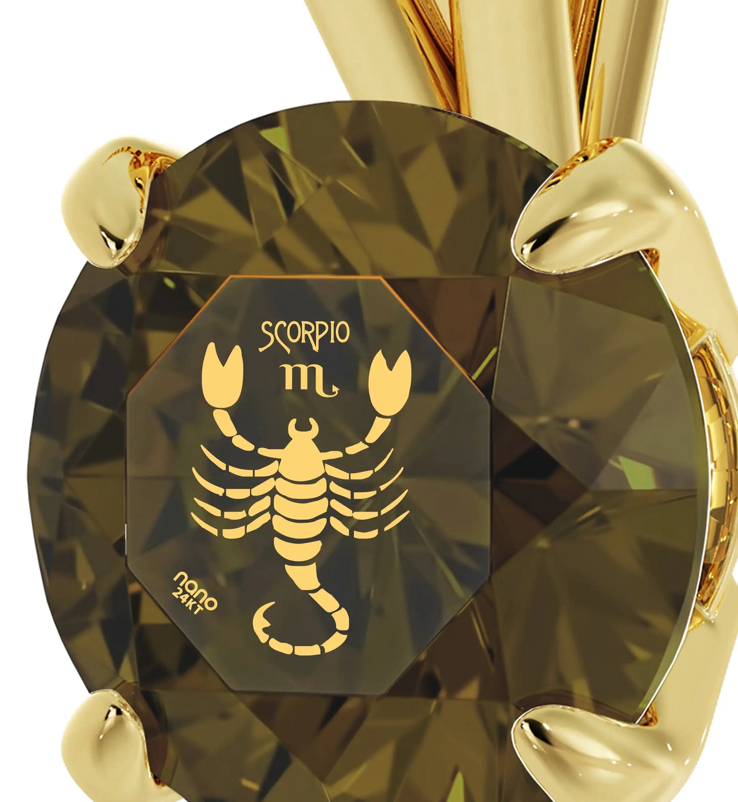 Gold Plated Silver Scorpio Necklace Pendant 24k Gold Inscribed on Crystal