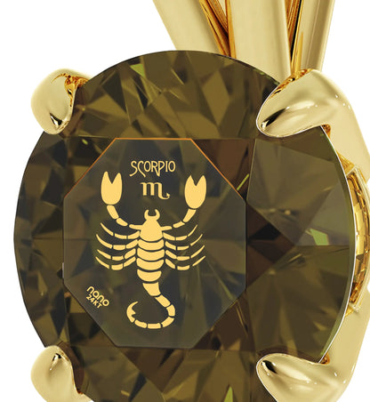 Gold Plated Silver Scorpio Necklace Pendant 24k Gold Inscribed on Crystal