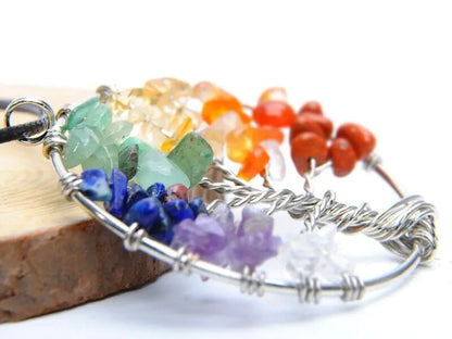 Tree of Life Chakra Gemstone Healing Pendant Necklace