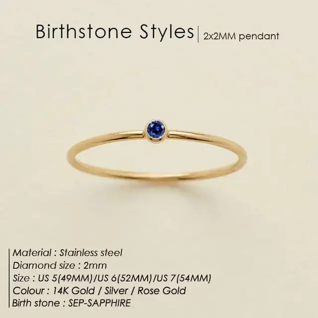 Stainless Steel Birthstone Ring