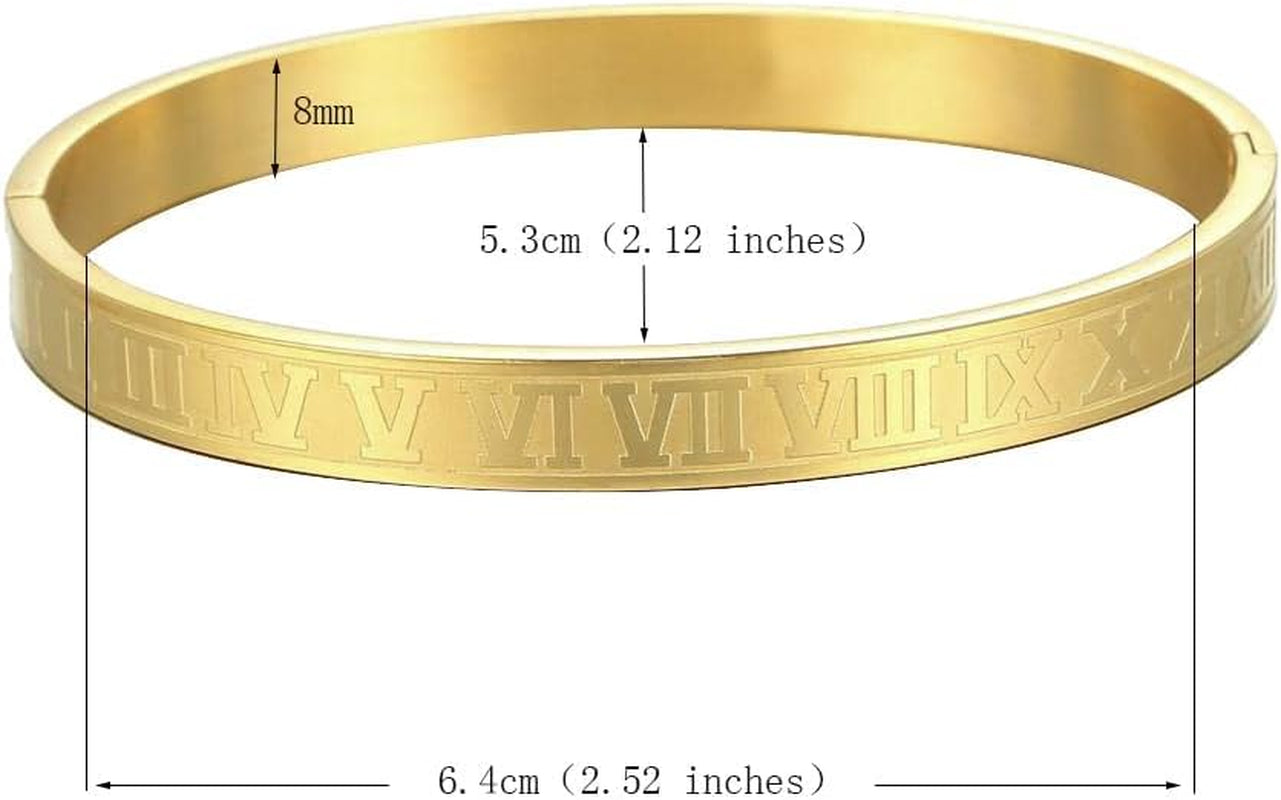 Roman Numeral Series Glossy Roman Numeral Bracelet, Fashion Bracelet for Men and Women, Gold, Silver, Rose Gold, Three-Color Stainless Steel Bracelet