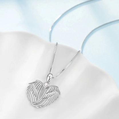 Jewelry on Clearance！Necklaces for Women Angel Wings Necklace 925 Sterling Silver Guardian Angel Wings Pendant Birthstone Necklace for Women Jewelry Gifts