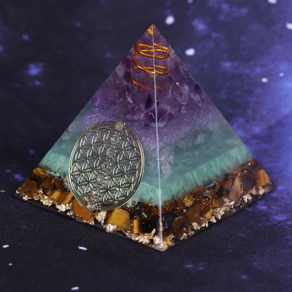 Handmade Gold Wire Orgone Pyramid Crystal Energy Generator