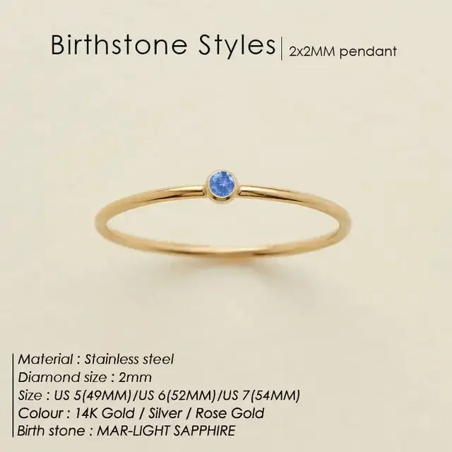 Stainless Steel Birthstone Ring