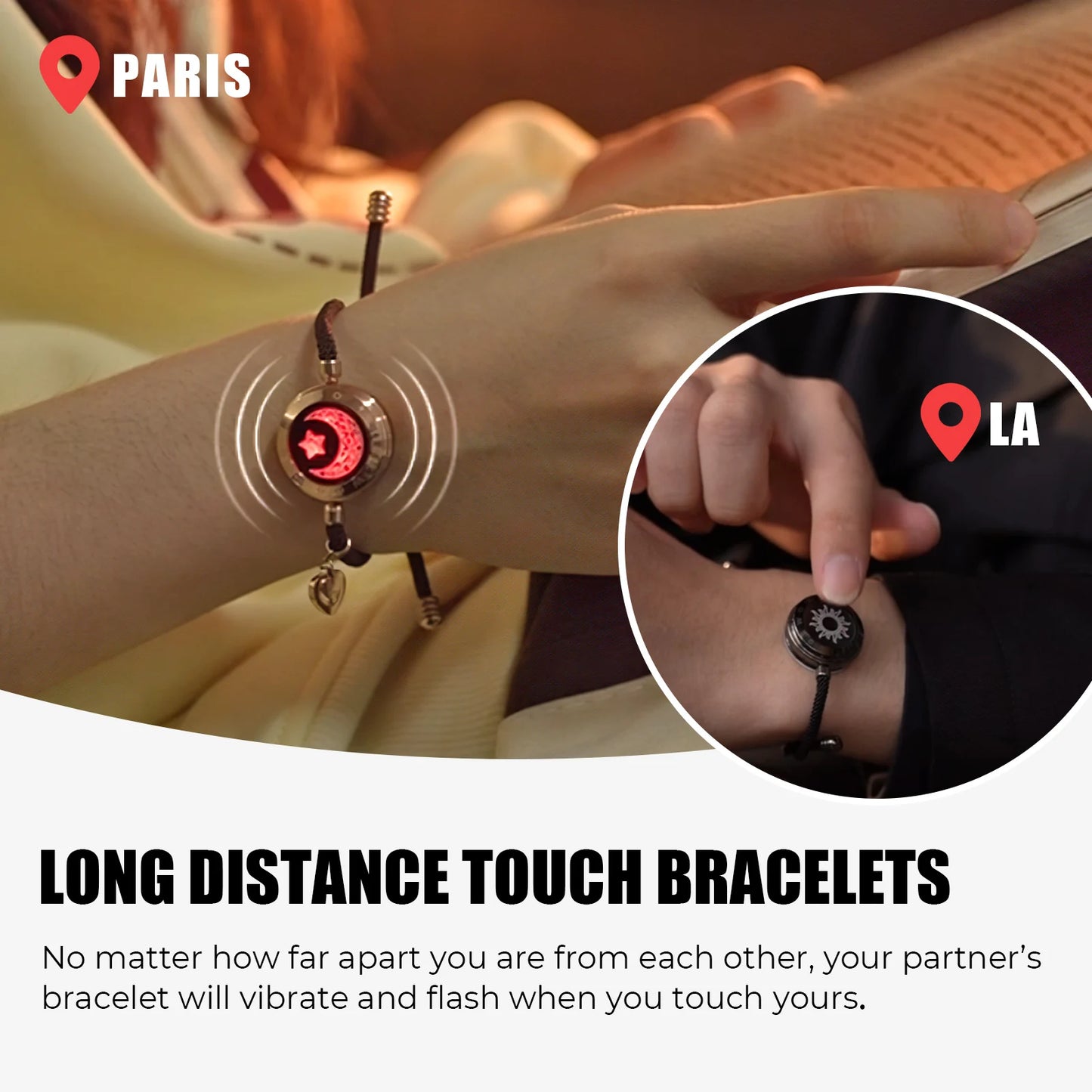 Touch Single Bracelet- Long Distance Touch Bracelet Light up and Vibration Relationship Love Baracelet Smart Jewelry