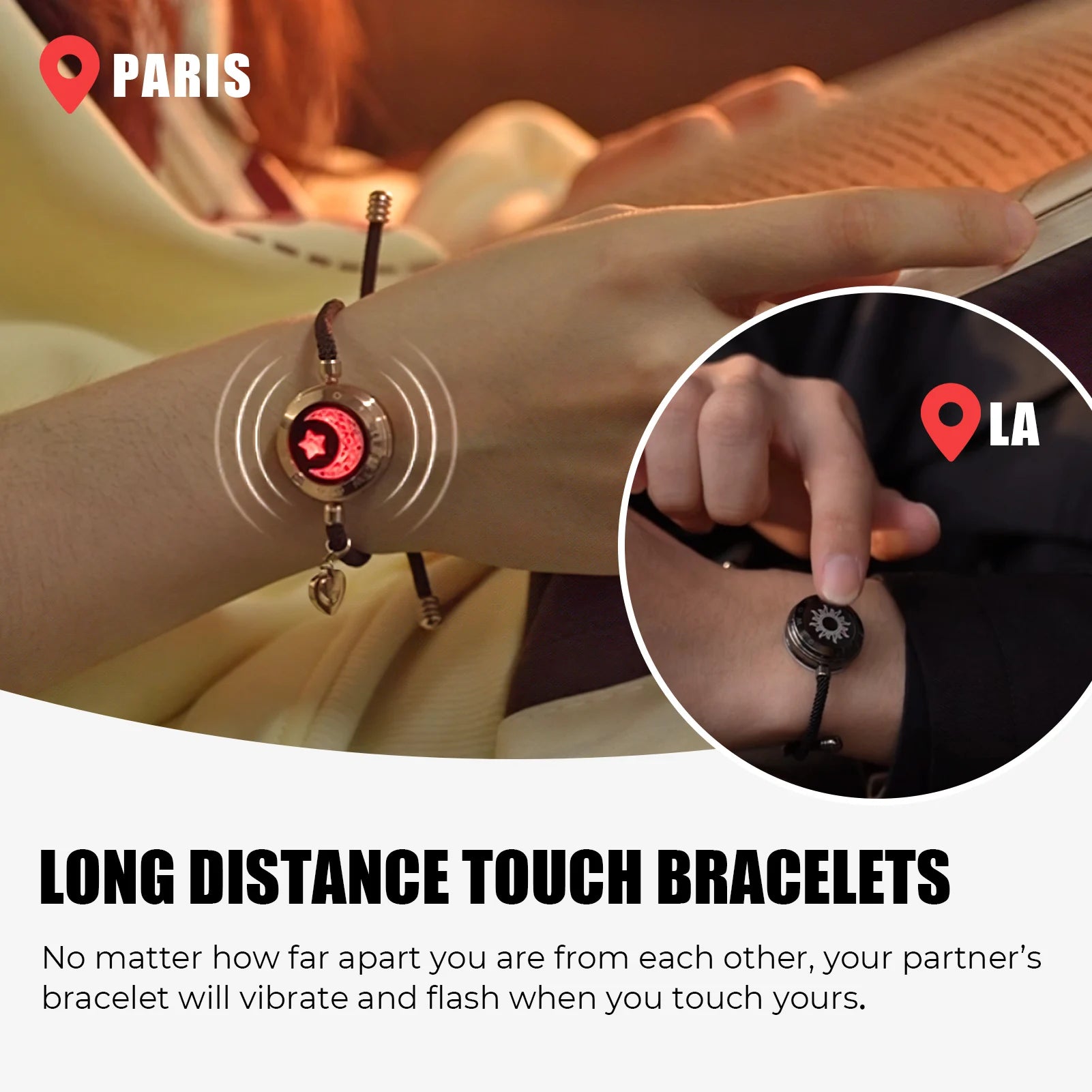 Touch Single Bracelet- Long Distance Touch Bracelet Light up and Vibration Relationship Love Baracelet Smart Jewelry