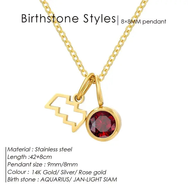 Birthstone Constellation Double Pendant Necklace