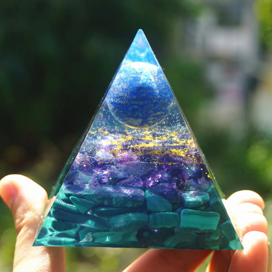 Lapis Lazuli Sphere Orgone Pyramid: Healing Orgonite