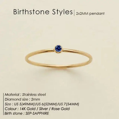 Stainless Steel Birthstone Ring