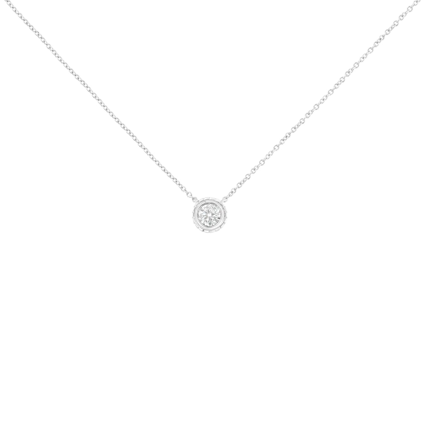 NEW 10K White Gold 1/4 Round-Cut Diamond Solitaire Chakra Necklace