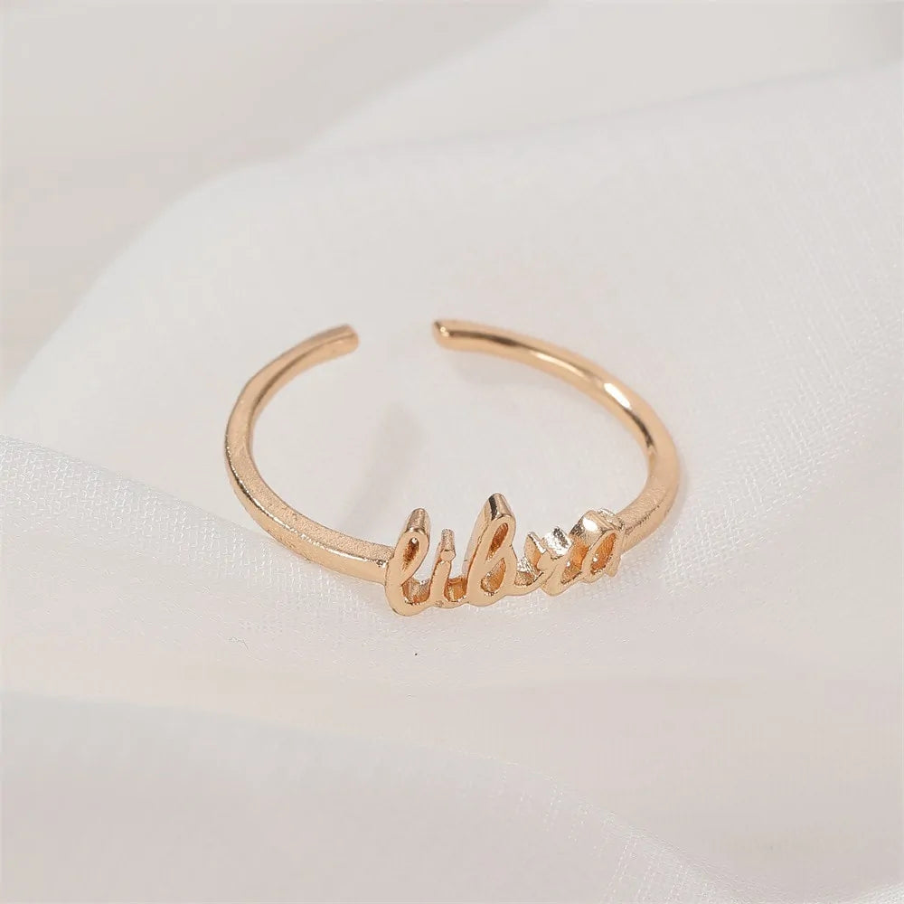 Thin Open Gold Zodiac Sign Rings