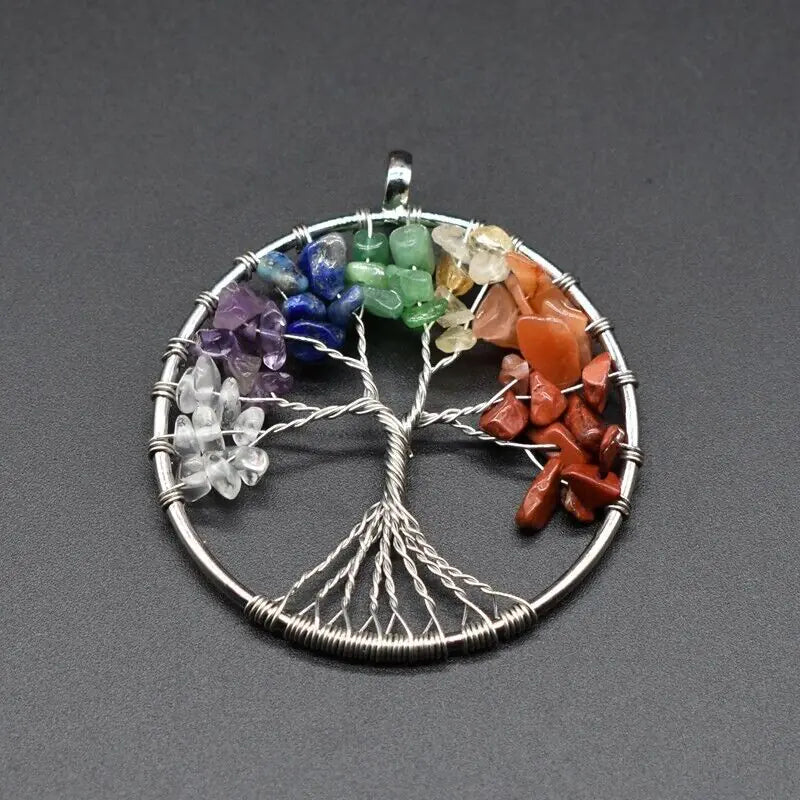 Tree of Life Chakra Gemstone Healing Pendant Necklace