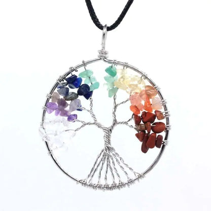 Tree of Life Chakra Gemstone Healing Pendant Necklace