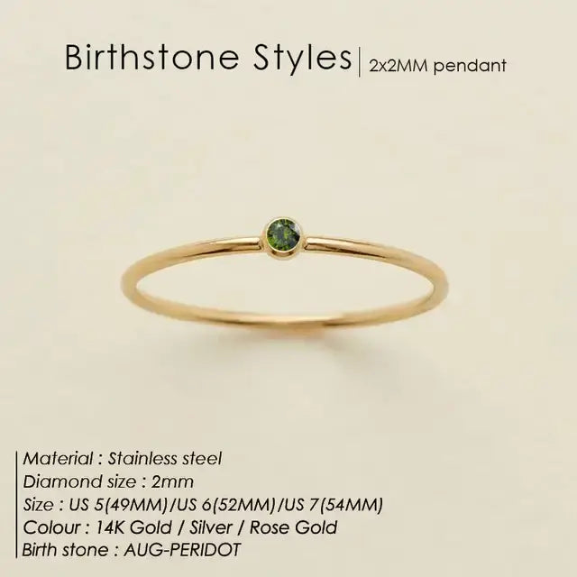 Stainless Steel Birthstone Ring