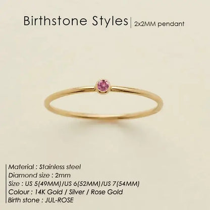 Stainless Steel Birthstone Ring