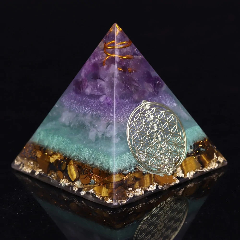 Handmade Gold Wire Orgone Pyramid Crystal Energy Generator