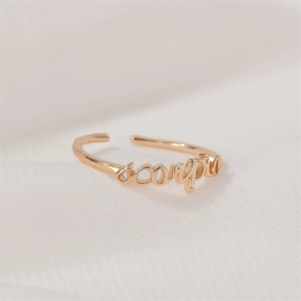 Thin Open Gold Zodiac Sign Rings