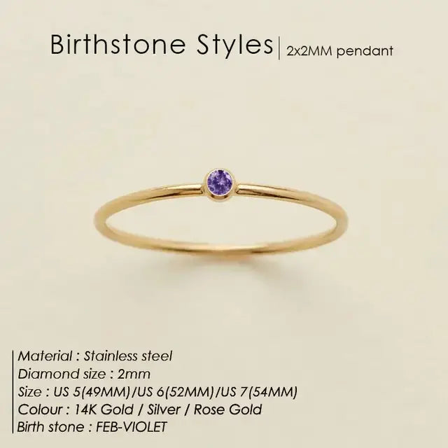 Stainless Steel Birthstone Ring