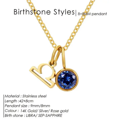 Birthstone Constellation Double Pendant Necklace