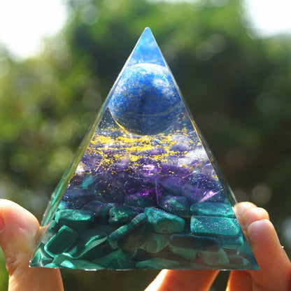 Lapis Lazuli Sphere Orgone Pyramid: Healing Orgonite