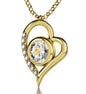 Gold Plated Silver Sagittarius Necklace Zodiac Heart Pendant 24k Gold Inscribed on Crystal