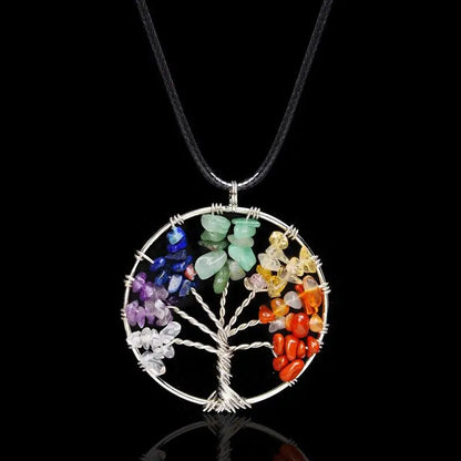 Tree of Life Chakra Gemstone Healing Pendant Necklace