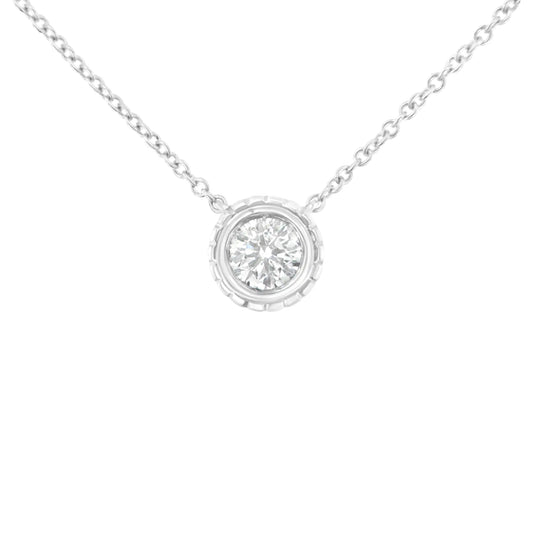 NEW 10K White Gold 1/4 Round-Cut Diamond Solitaire Chakra Necklace