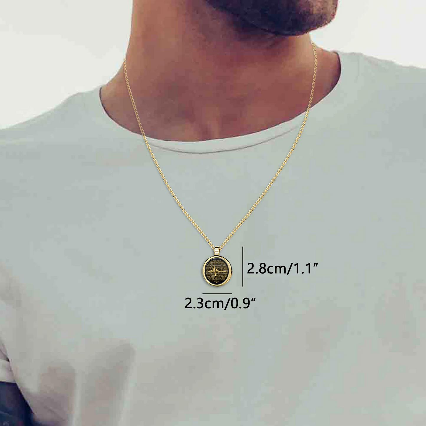 His Heartbeat of Love Necklace Over 100 Languages I Love You Pendant