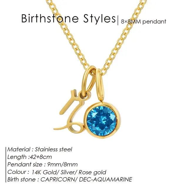 Birthstone Constellation Double Pendant Necklace