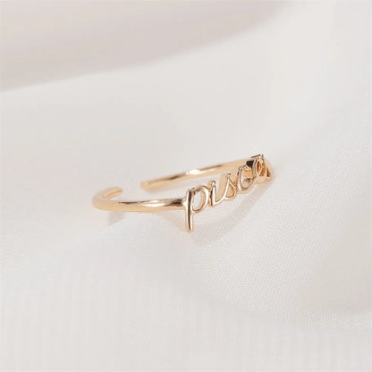 Thin Open Gold Zodiac Sign Rings