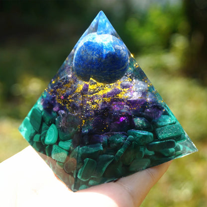 Lapis Lazuli Sphere Orgone Pyramid: Healing Orgonite