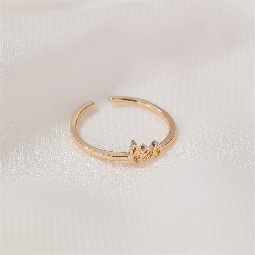 Thin Open Gold Zodiac Sign Rings