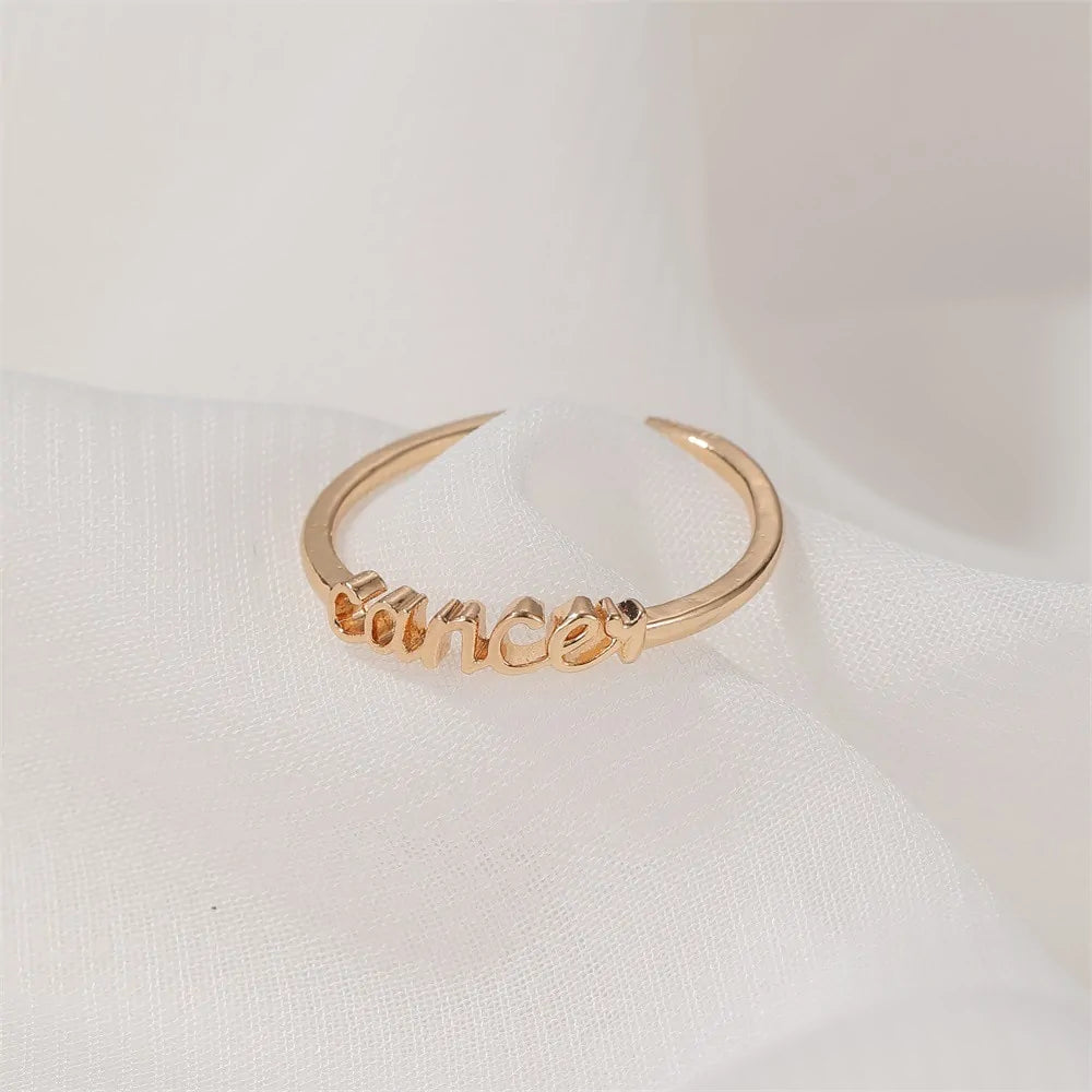 Thin Open Gold Zodiac Sign Rings