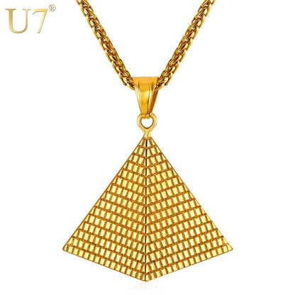 Egyptian Pyramid Pendant Charm Necklace