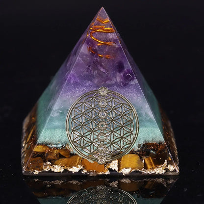 Handmade Gold Wire Orgone Pyramid Crystal Energy Generator