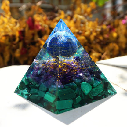 Lapis Lazuli Sphere Orgone Pyramid: Healing Orgonite