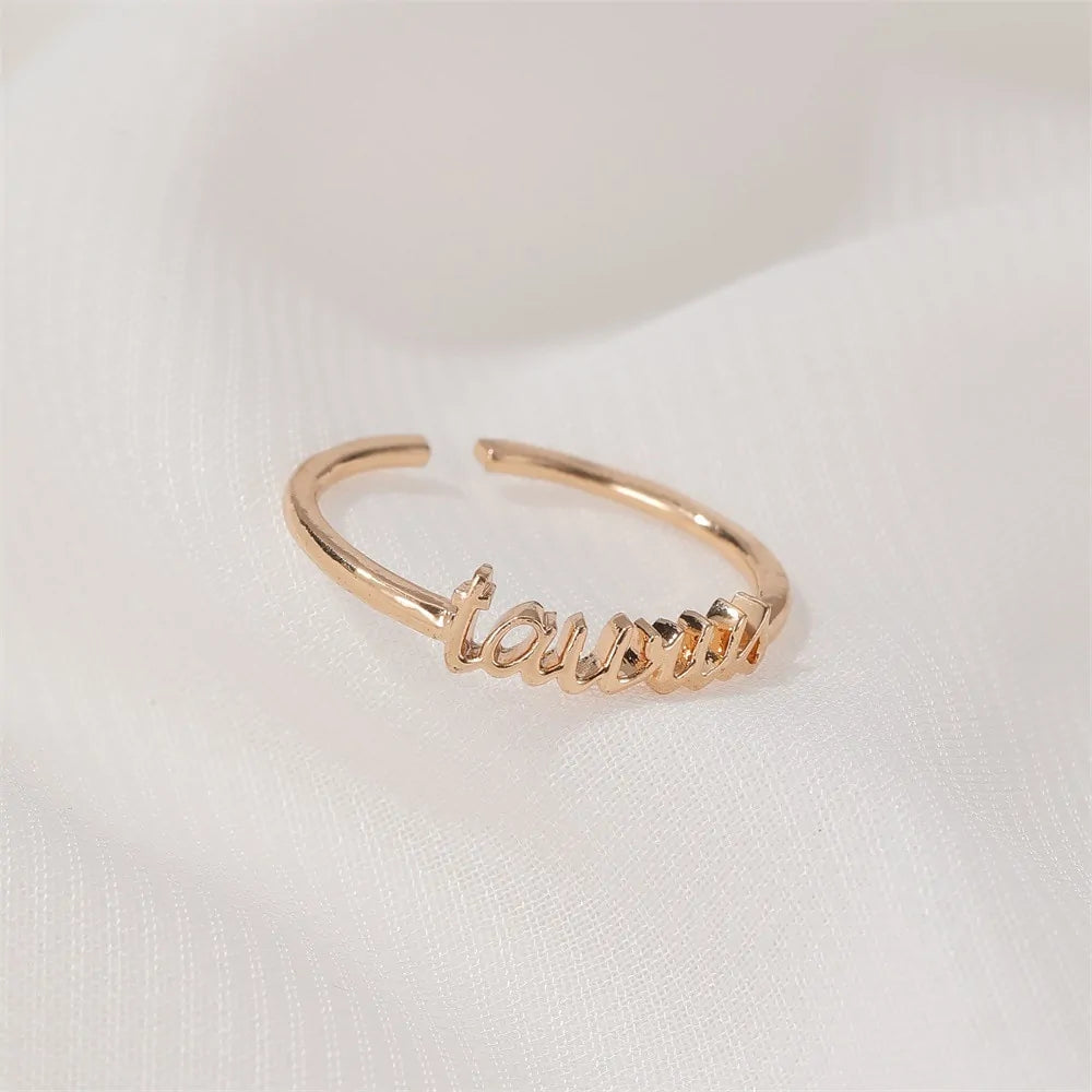 Thin Open Gold Zodiac Sign Rings