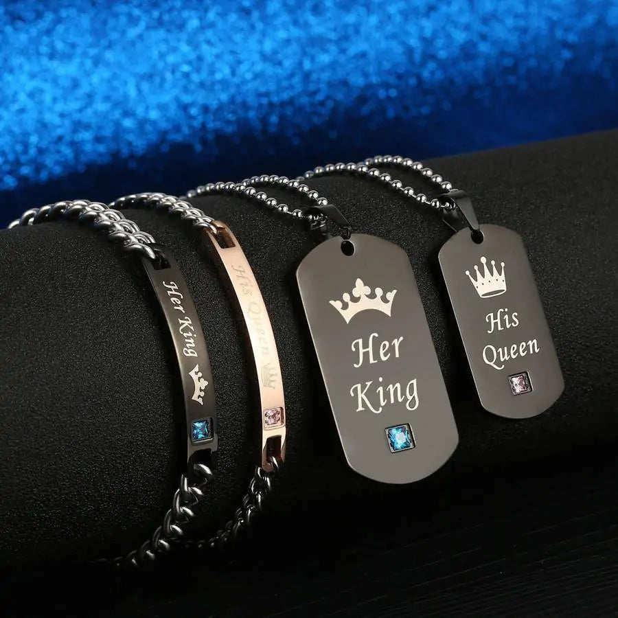 "Her King His Queen" Bracelet Set