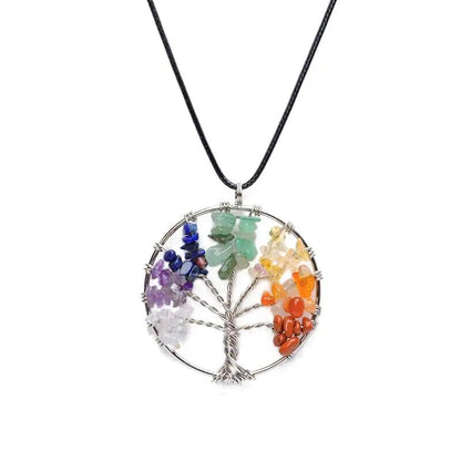 Tree of Life Chakra Gemstone Healing Pendant Necklace