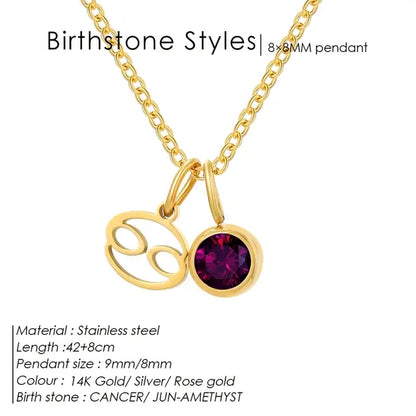 Birthstone Constellation Double Pendant Necklace