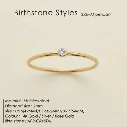 Stainless Steel Birthstone Ring