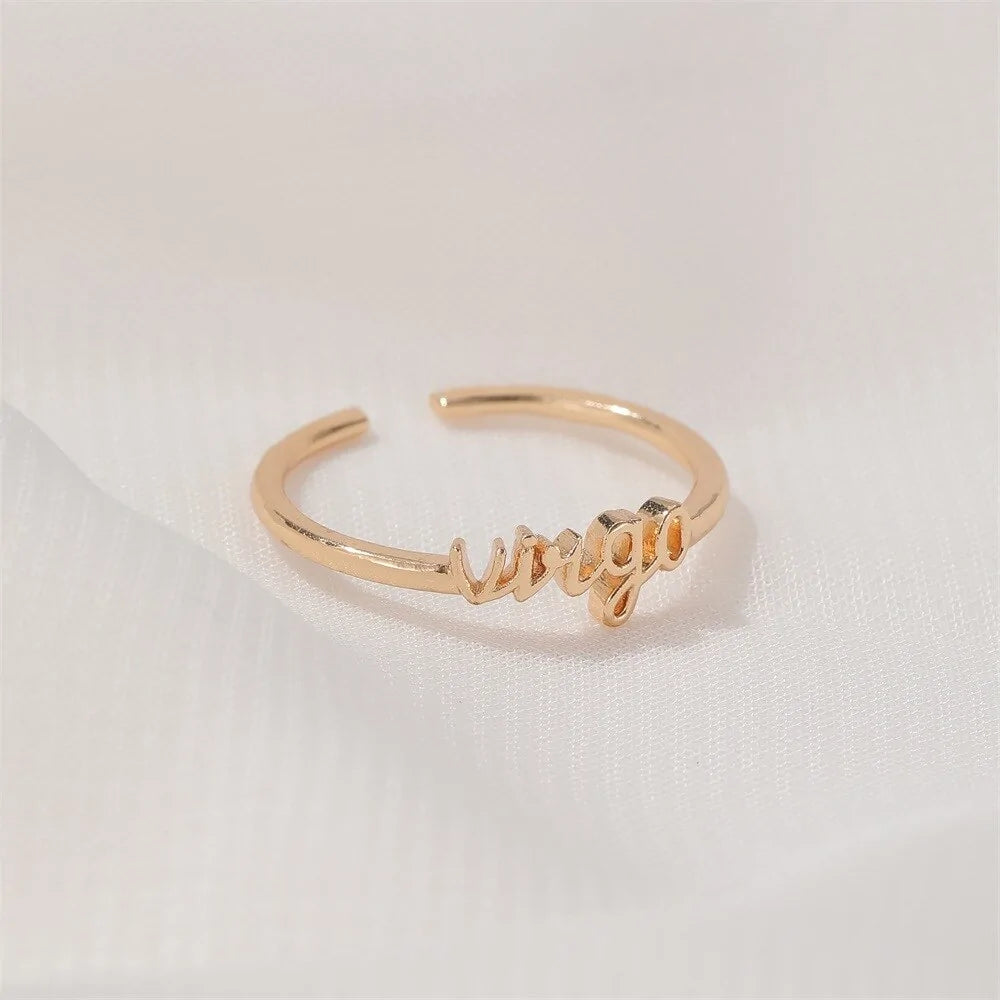 Thin Open Gold Zodiac Sign Rings